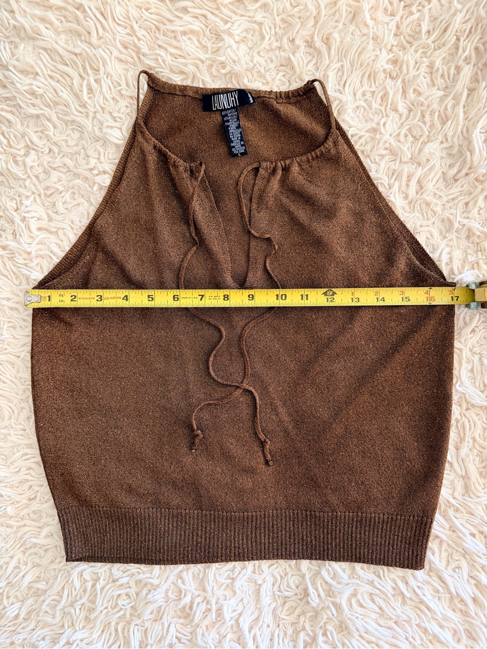 Laundry By Shelli Segal Brown Sleeveless Tie-Neck Knit Tank - Picture 4 of 8